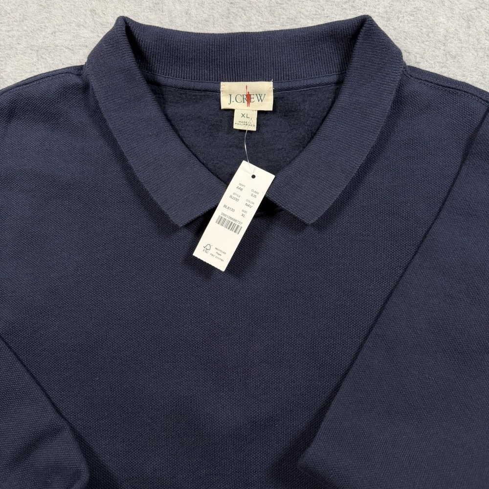 NEW J.Crew Oarsman Sweatshirt Mens XL Navy Fleece Collared Pullover Preppy NWT